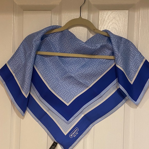 Coach Light Blue Geometric Scarf - Picture 7 of 11